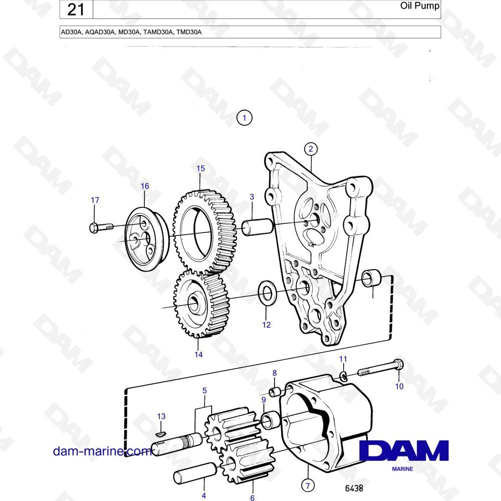Spare parts and exploded views for Volvo Penta AQAD30A
